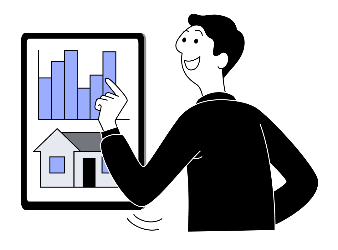 a man looking at building valuation in an ipad